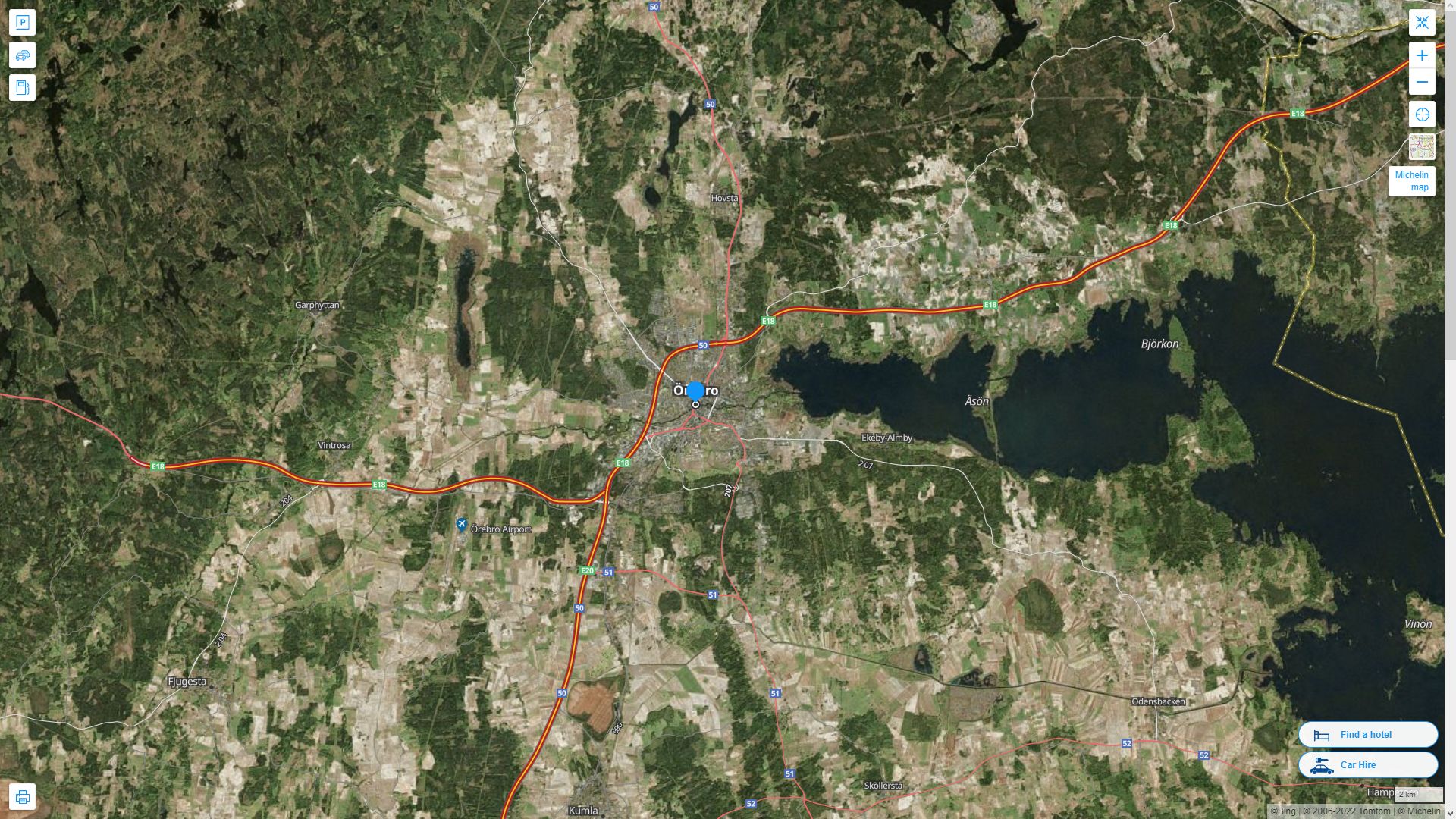 Orebro Highway and Road Map with Satellite View